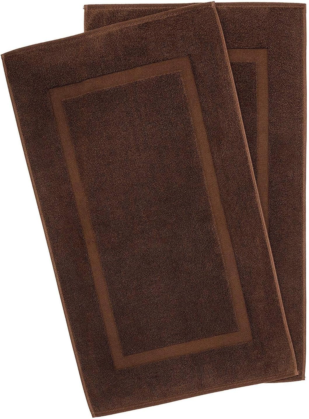 American Bath Towels 20x34 Inch Bath Mats Set of 2 Brown