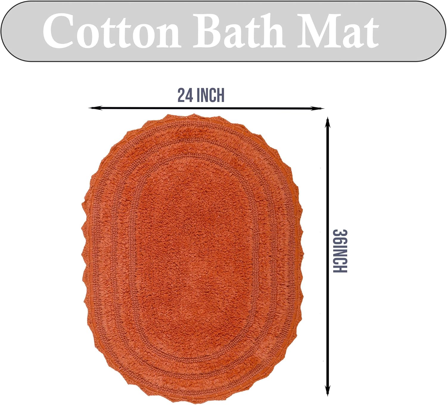 Royal Blaze Reversible Cotton Bath Mat Runner 24x36 Rust