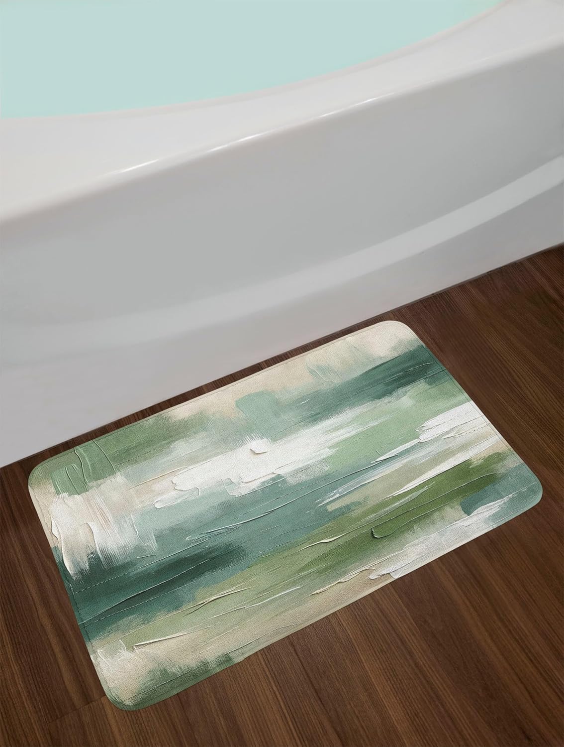 Ambesonne Green Bath Mat with Abstract Print Non Slip Plush
