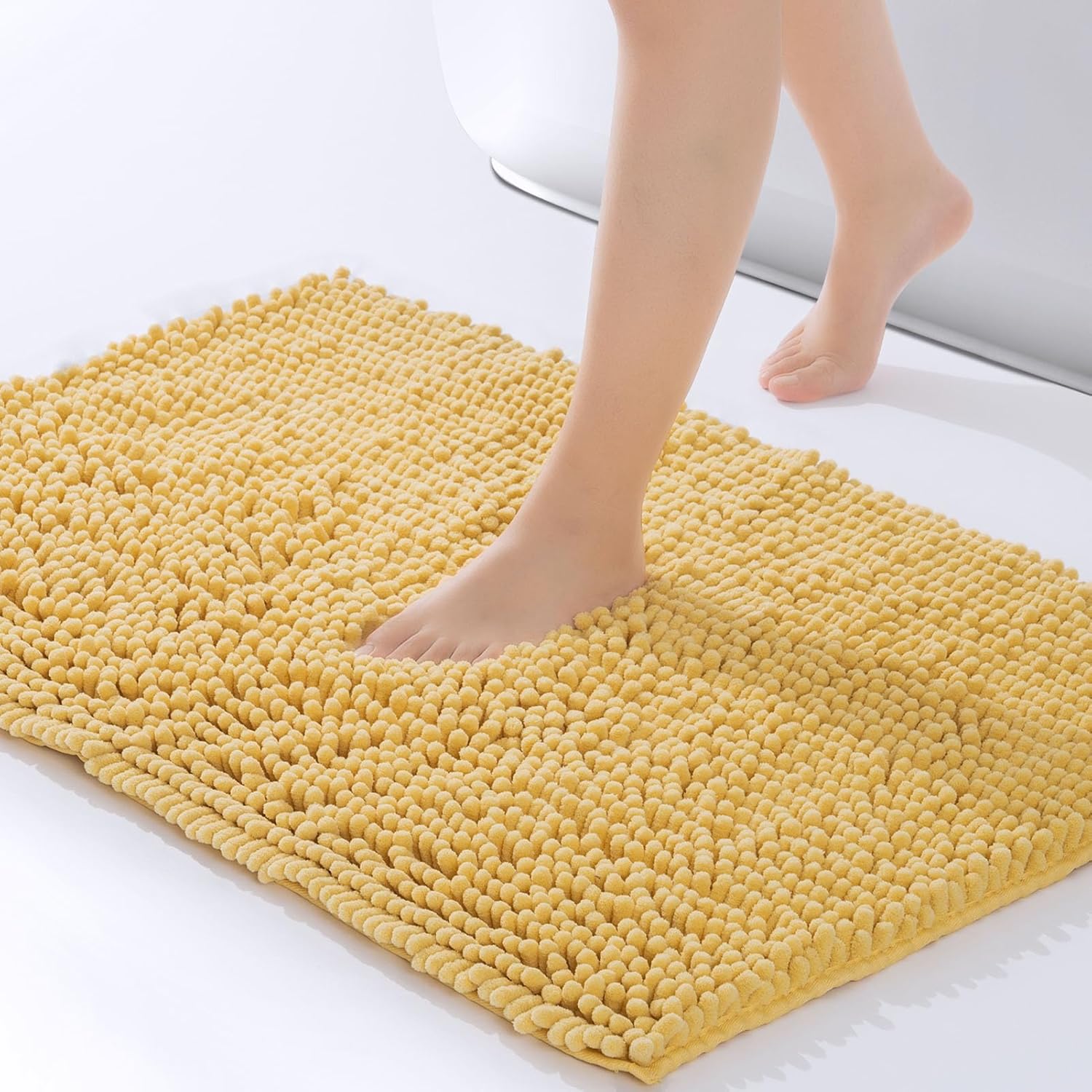 FRESHMINT Chenille Bathroom Rug Mat 24x17 Yellow