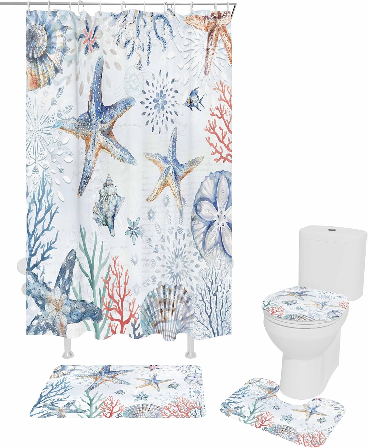 ZOE GARDEN Blue Starfish Bathroom Set 1