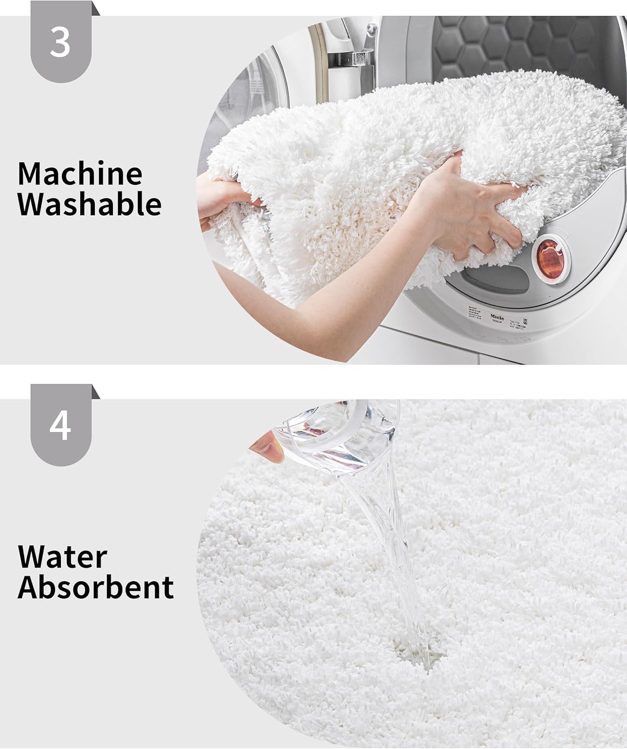 Disolla White Toilet Rug 22x24 Non Slip Shaggy