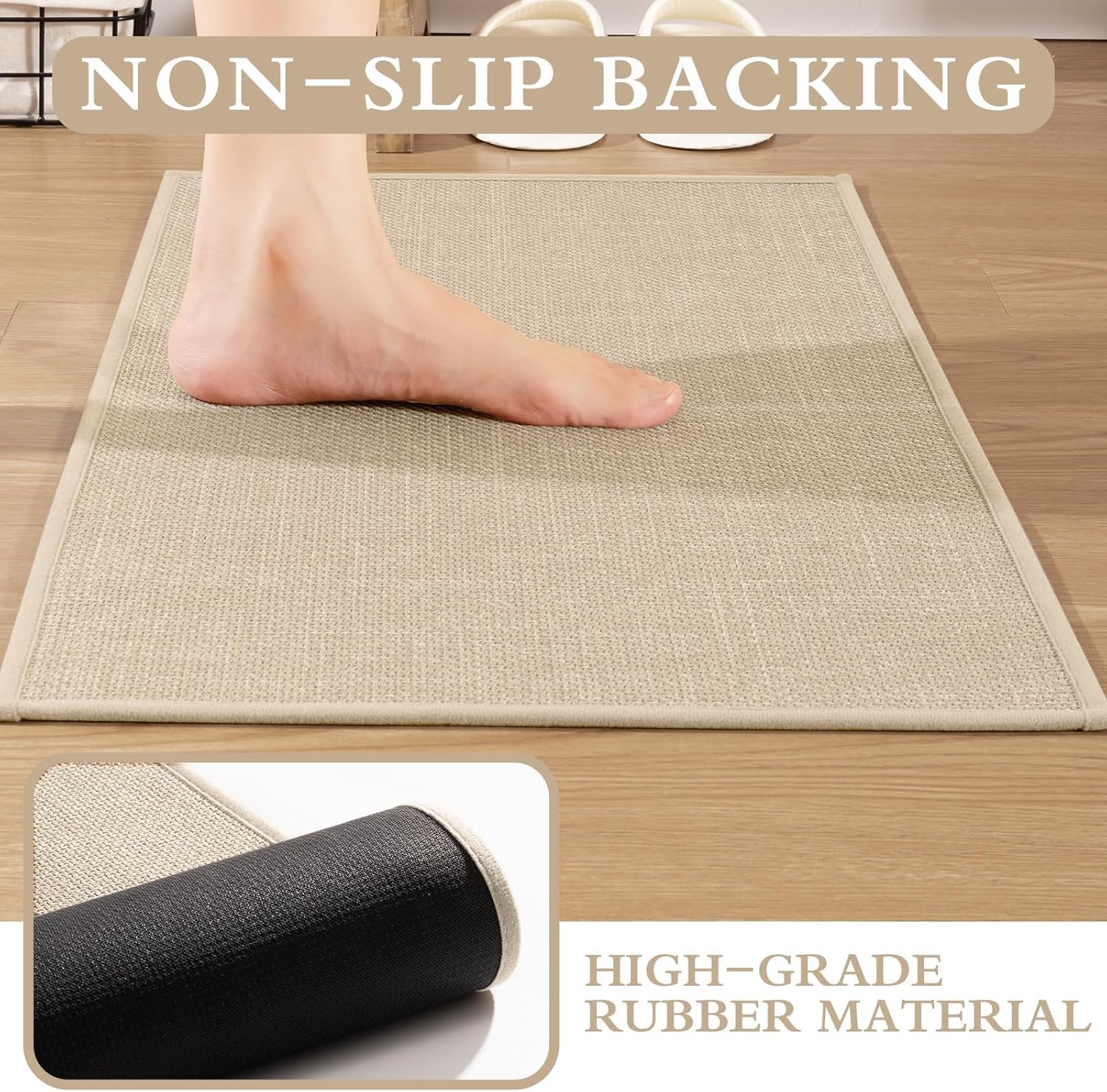 Yihouse Beige 2 Piece Bath Rug Set