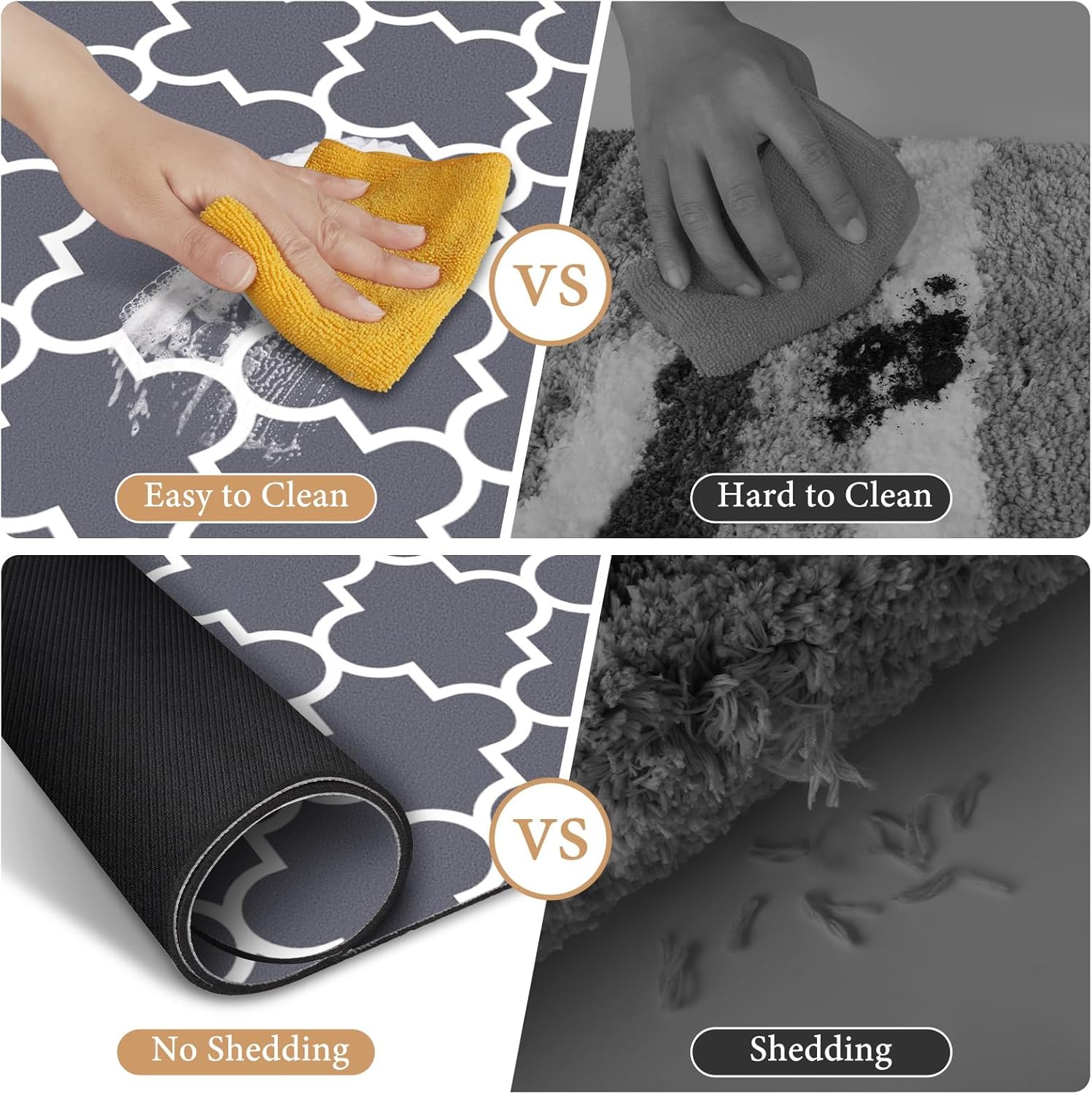 Kmat Bath Mat Quick Dry Absorbent Non-Slip Rugs