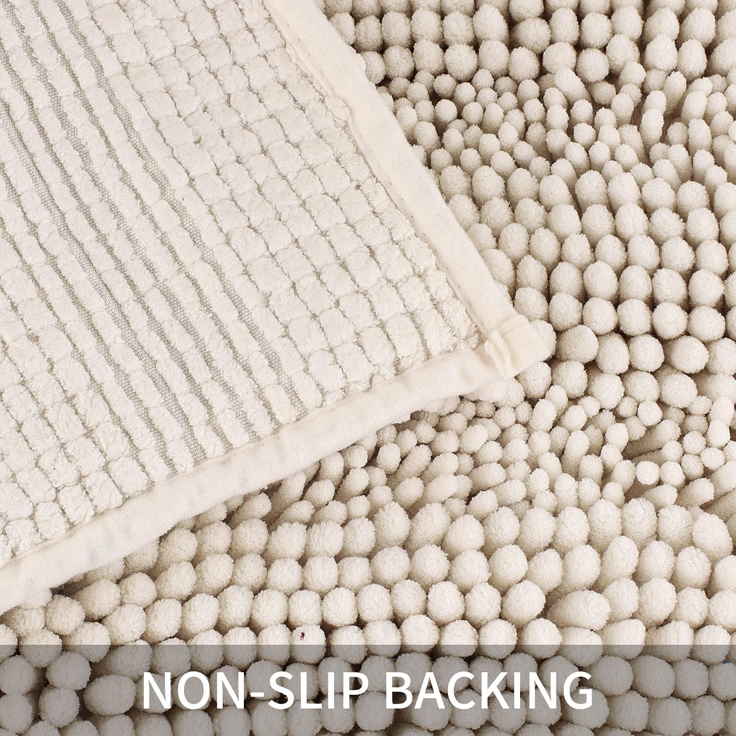 TENGTENGLINK Ivory White Bath Mat 16x24 Inch