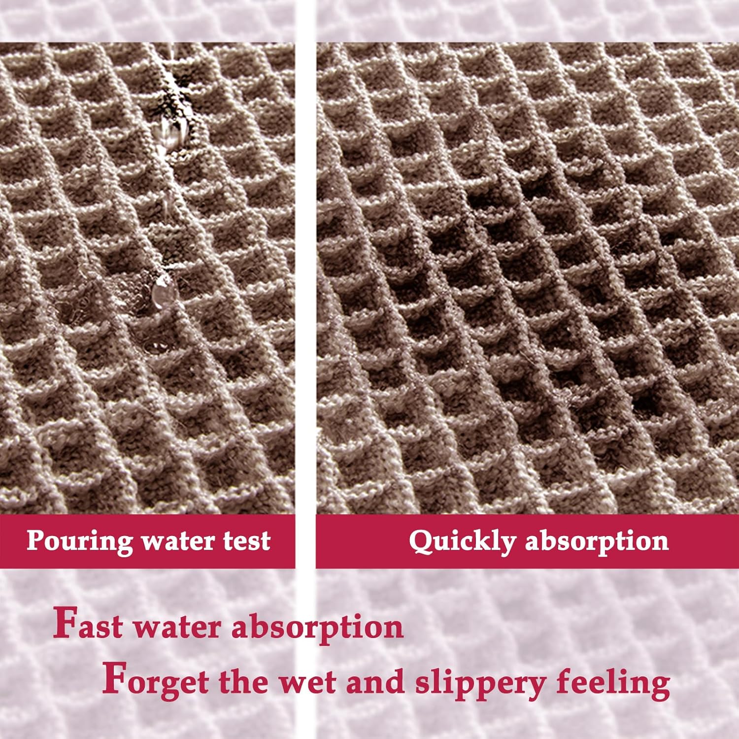 ZALL Tan Waffle Bath Mat - 18x30 Inch Non Slip