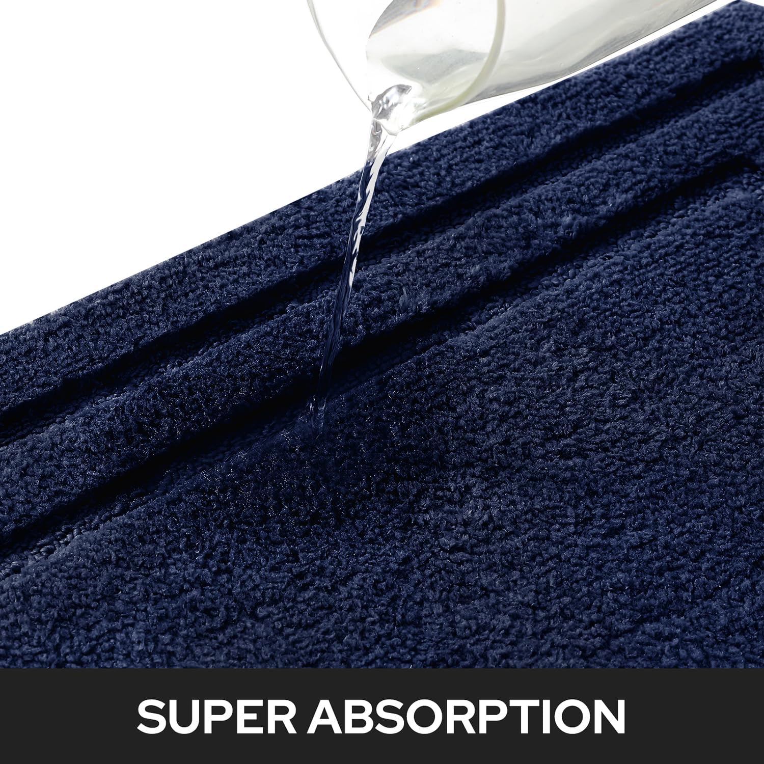 HOMEIDEAS 2-Piece Bath Rug Set Non-Slip Microfiber Mats Navy Blue