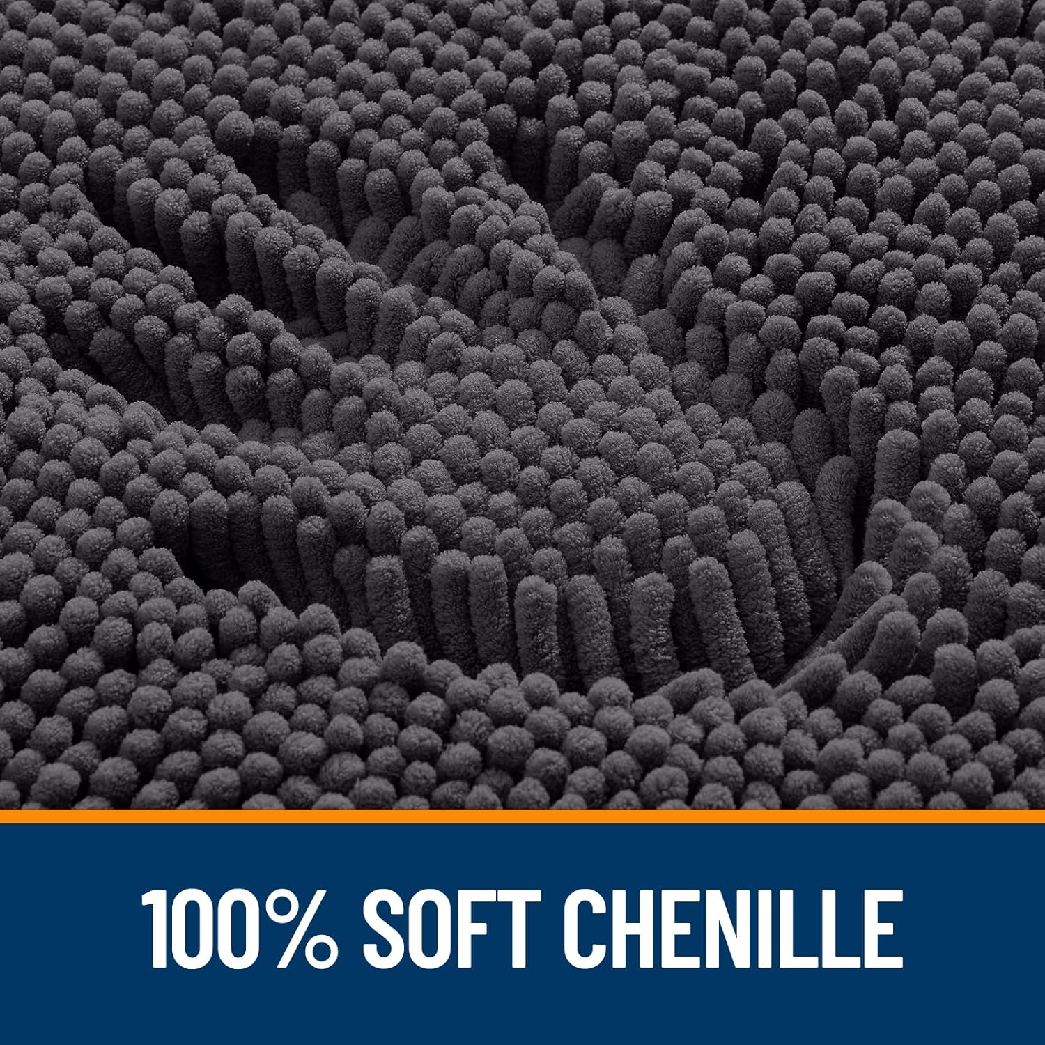 OLANLY Dark Grey 30x20 Chenille Bath Rug 1