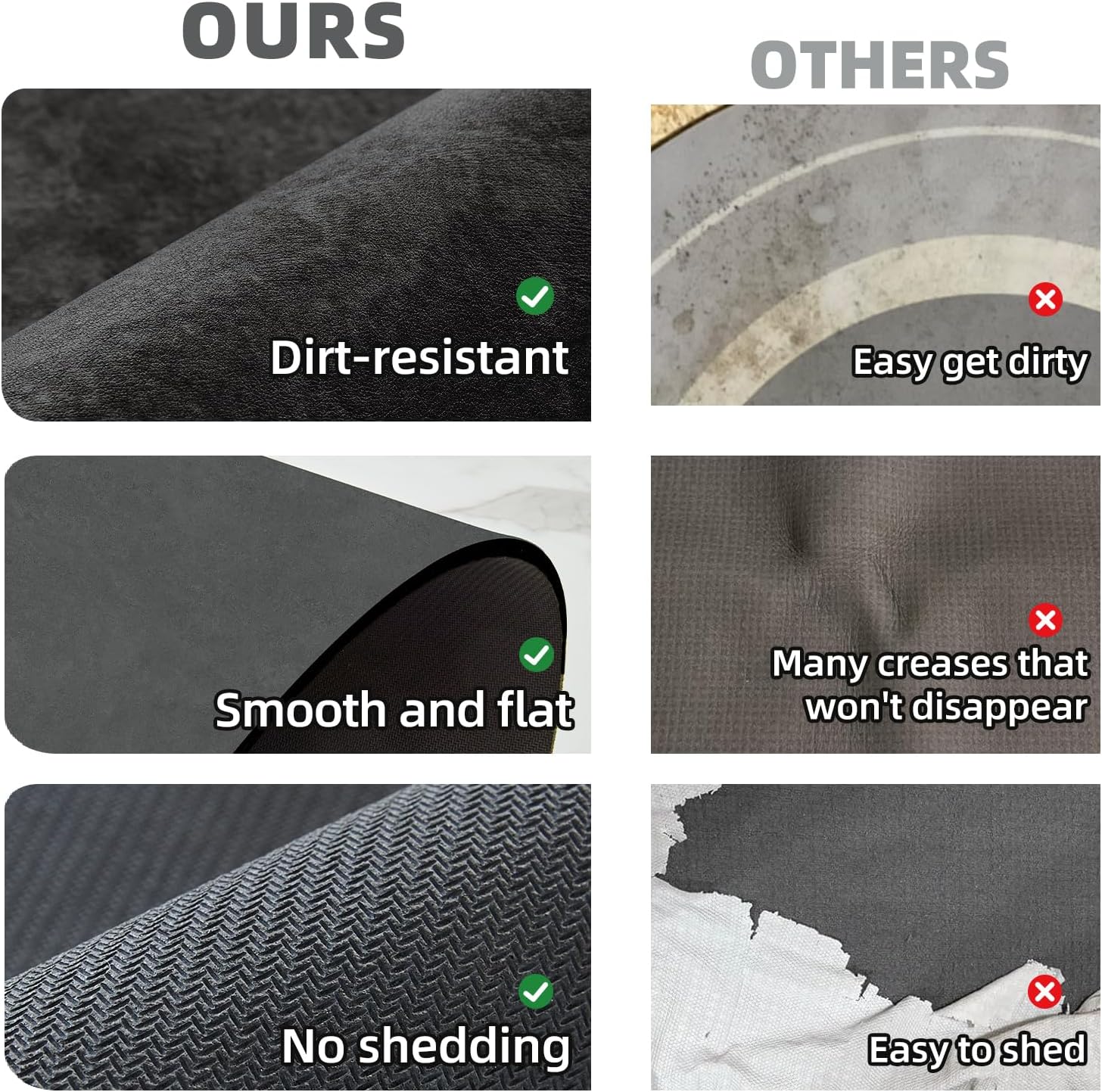 TYUU Black Bath Mat - Non Slip Quick Dry 16x24 Inches