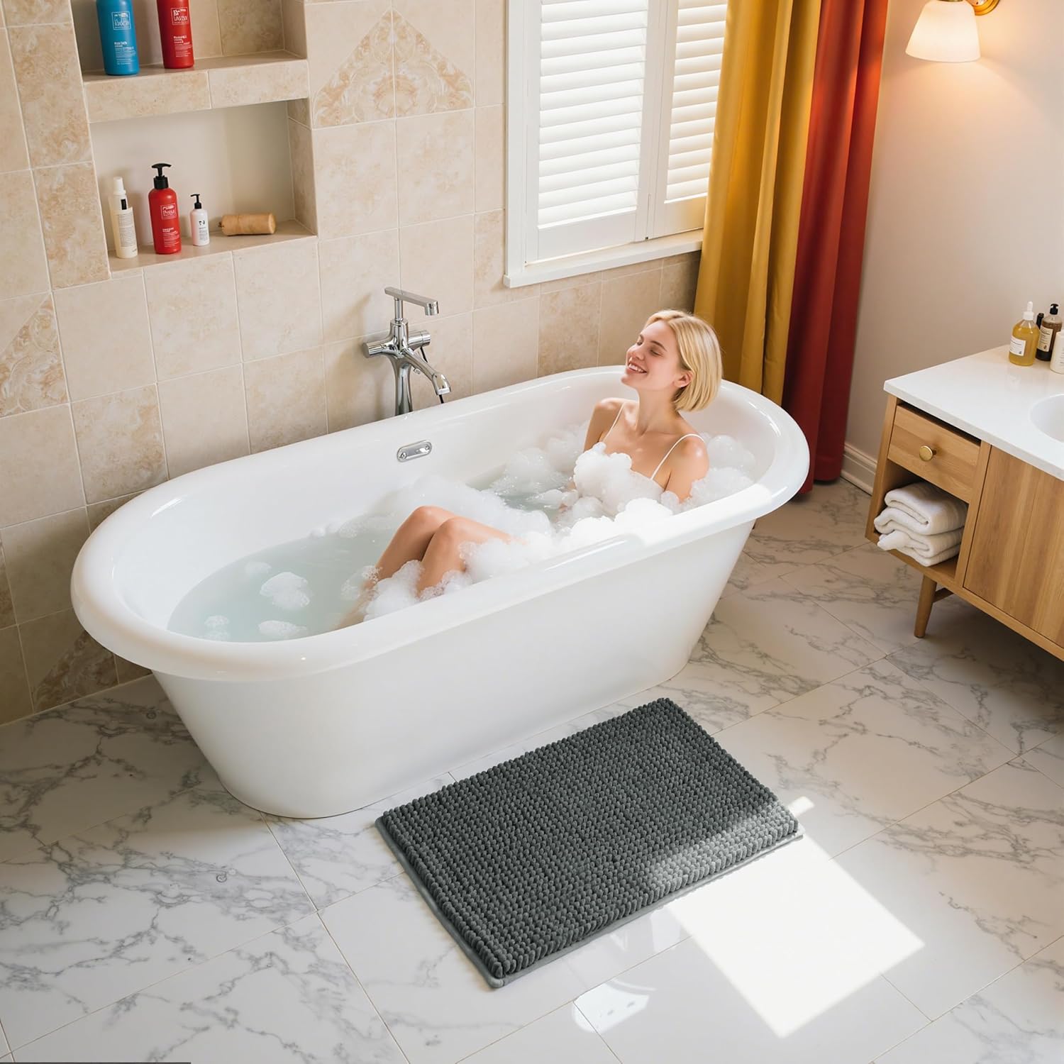SUBRTEX 16 x 24 Inch Chenille Bath Rug Soft Plush