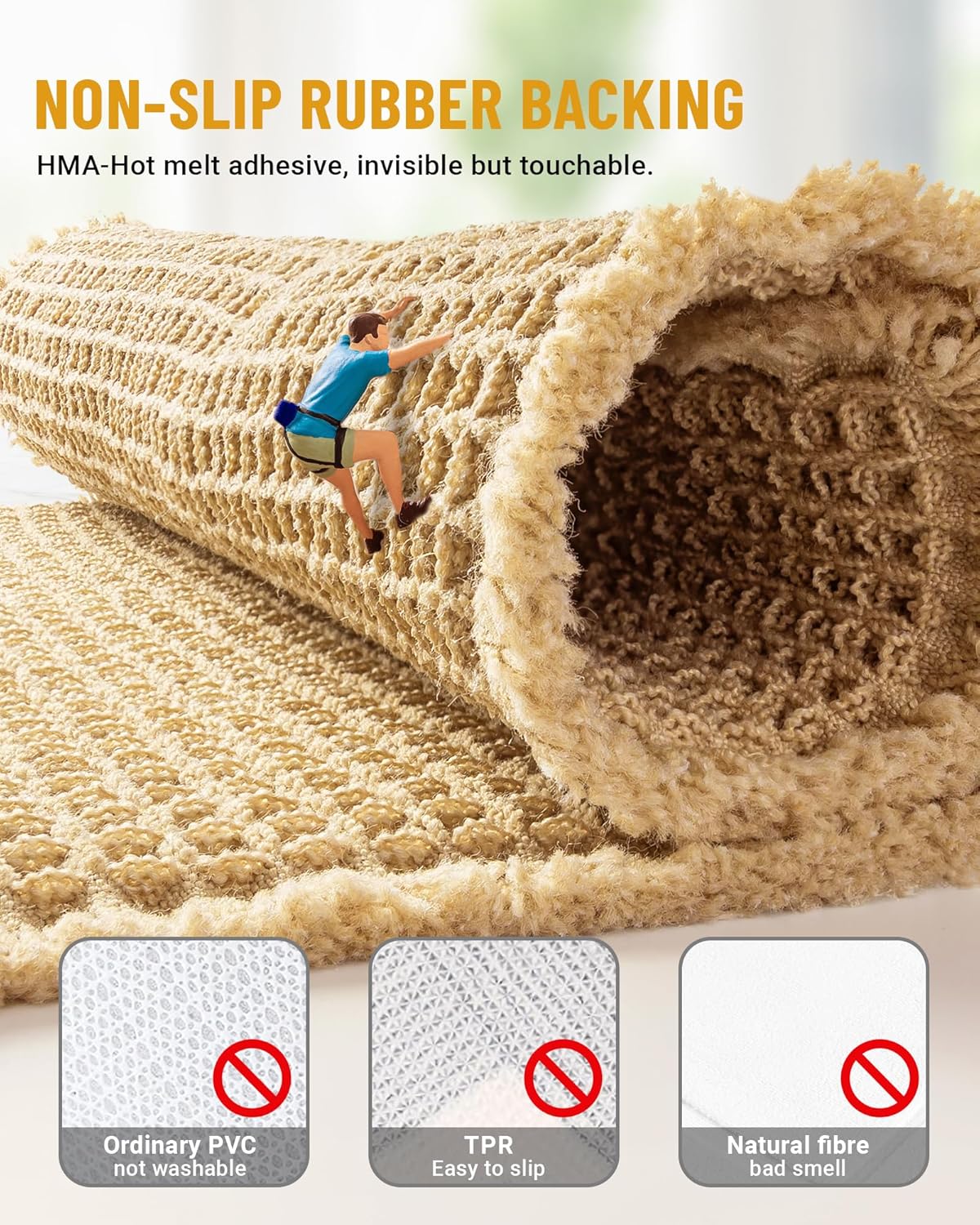 Furicher Large Waffle Bath Mat Set 2 pcs