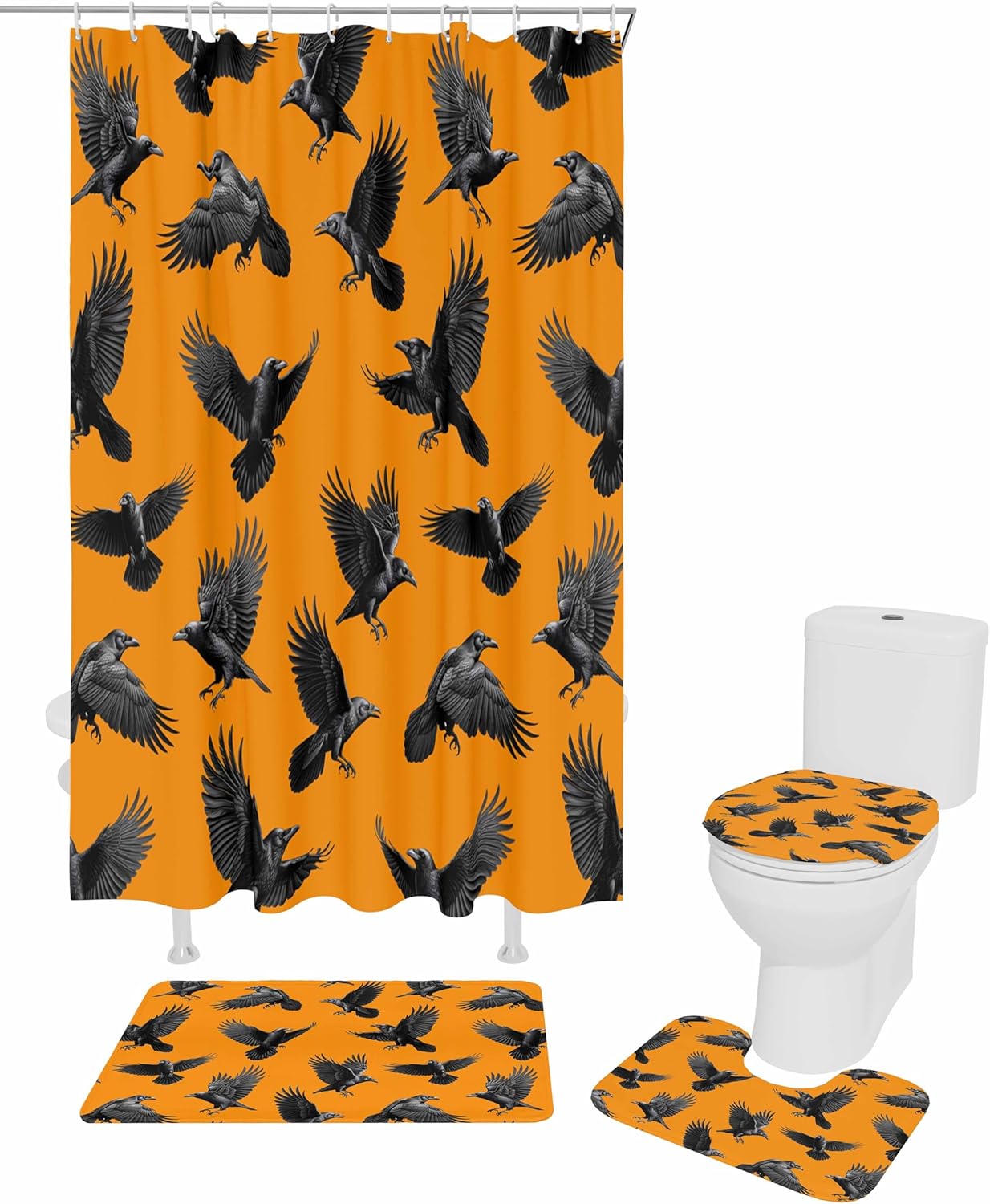 ZOE GARDEN Halloween Bath Set with Curtain Rug and Accessories
