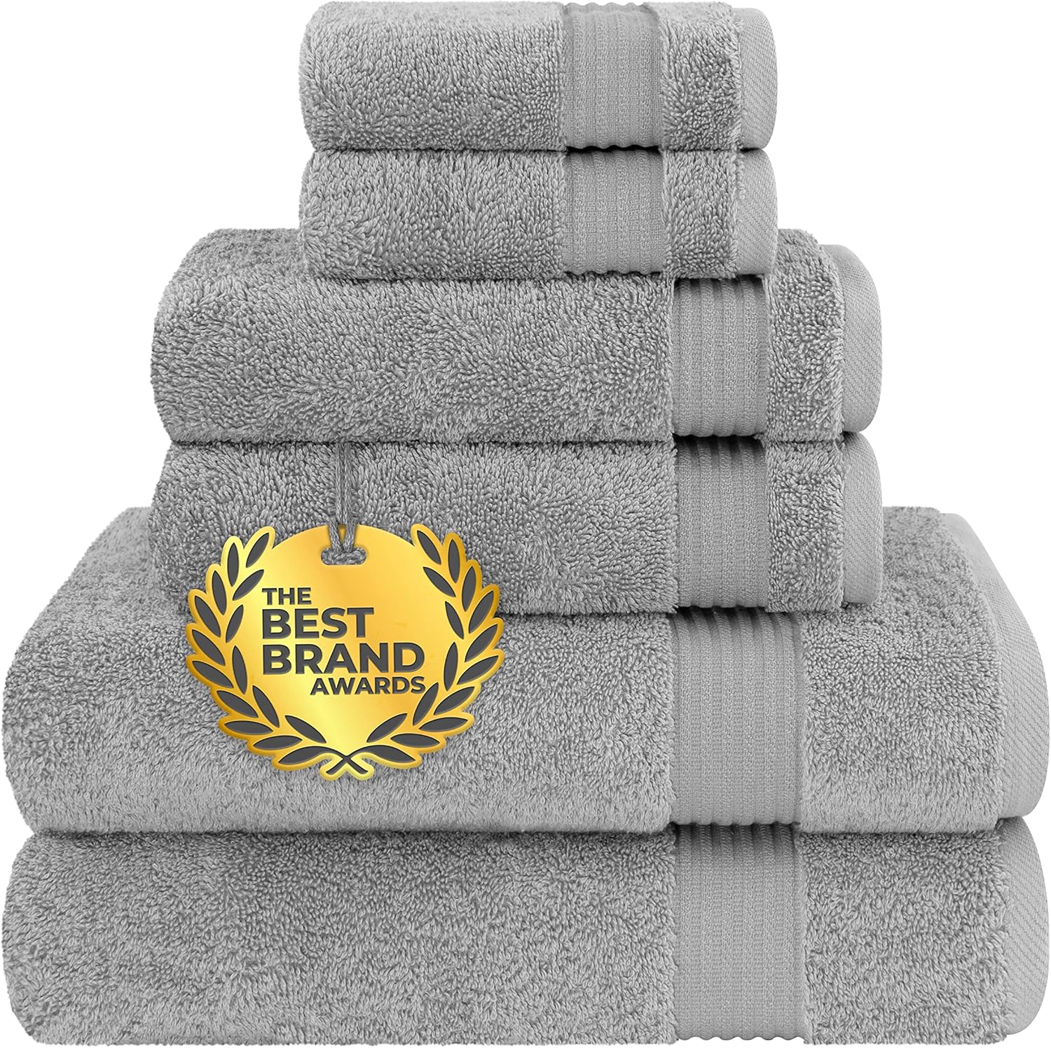 Cotton Paradise 6 Piece Towel Set - Light Gray 100 Cotton Bath Towels
