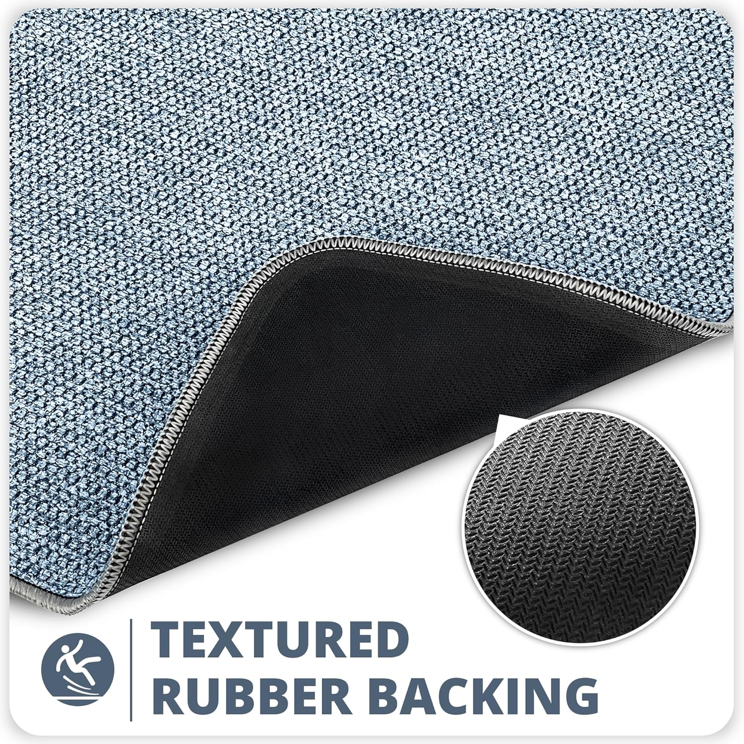 ULTRA THIN BATH MAT WITH RUBBER BACKING Blue 20x32