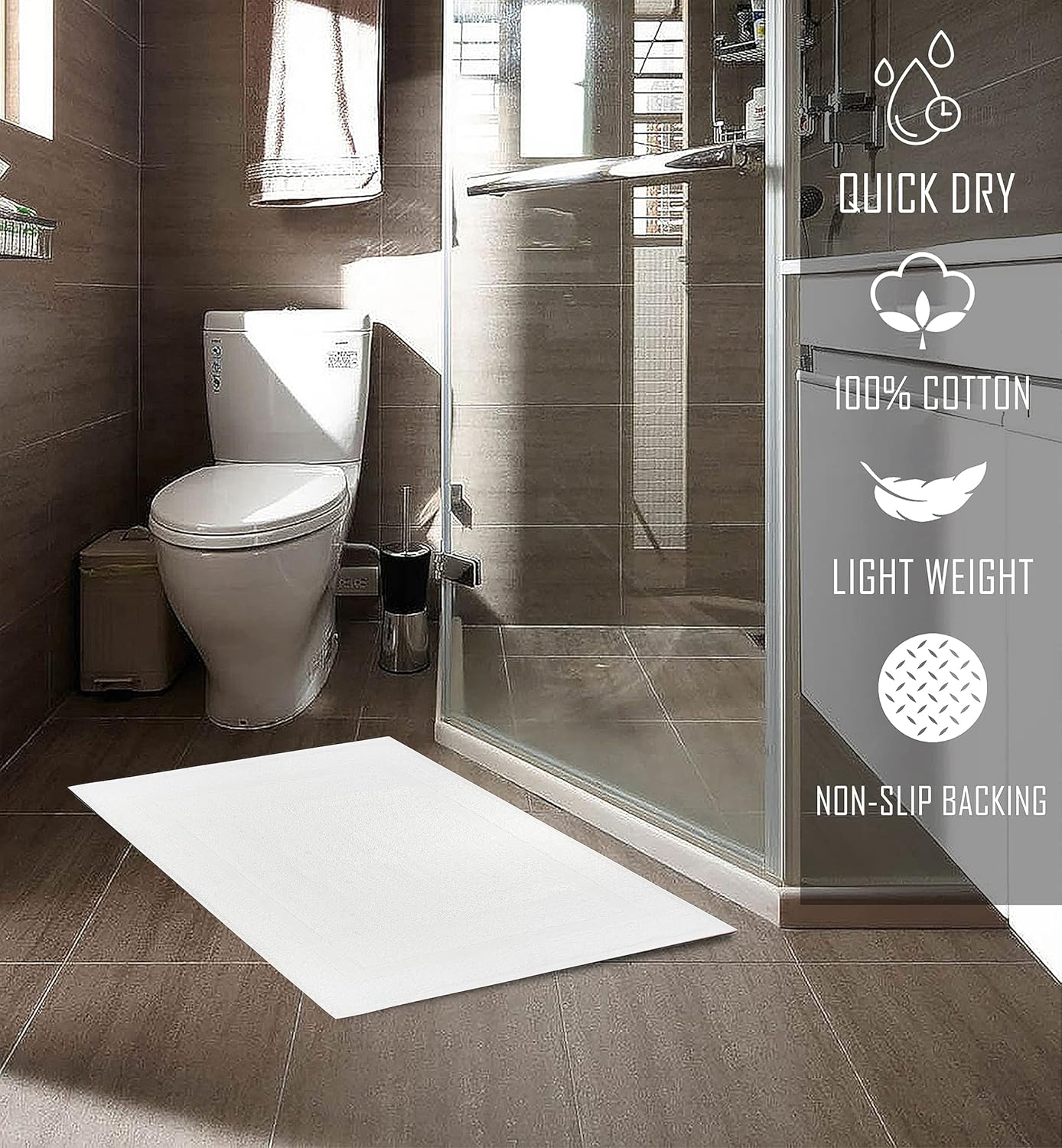 TOALLA 12 Pack 100 Cotton White Bath Mat Towel 18x25 Inches