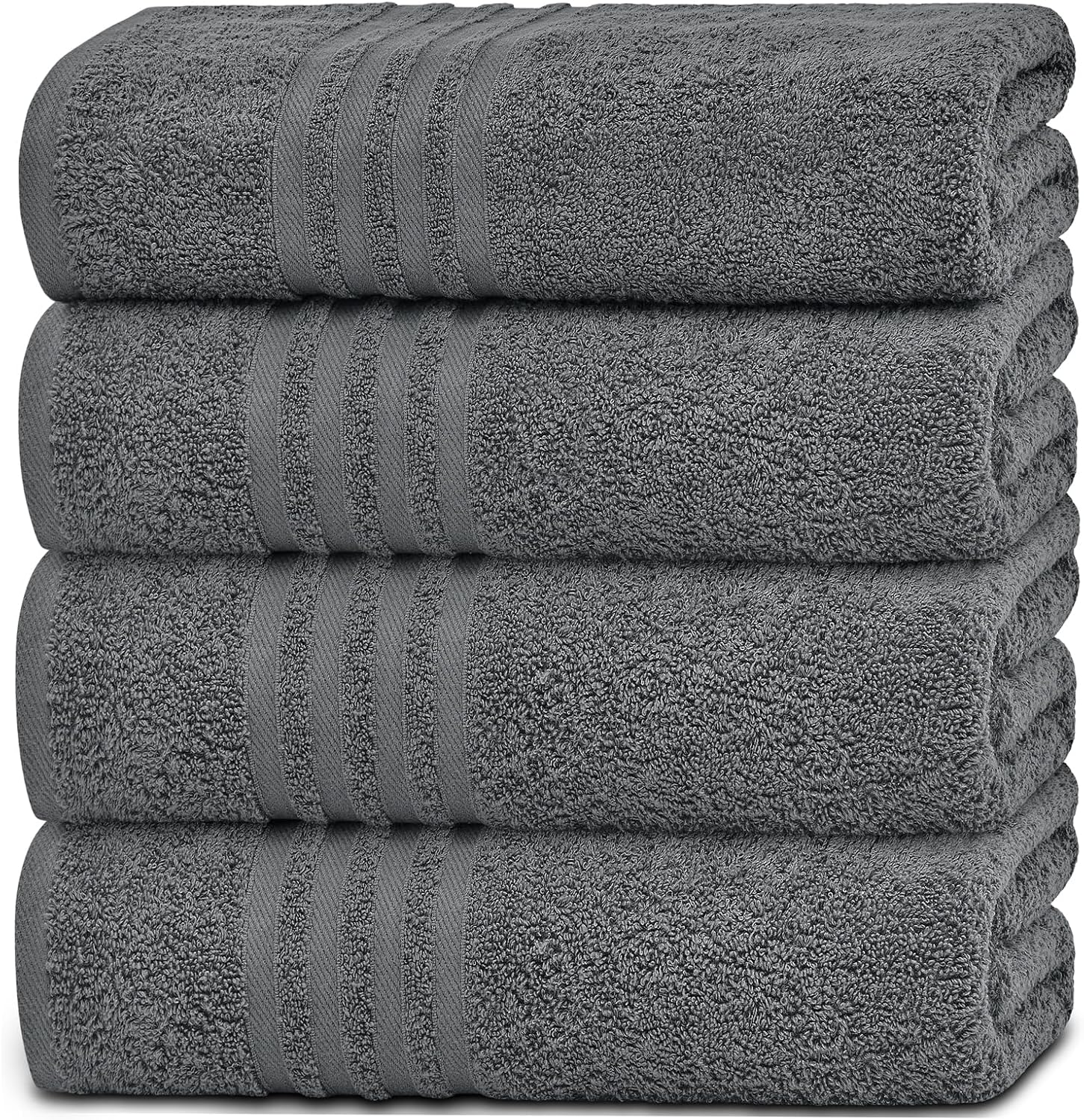 White Classic Wealuxe Grey Bath Towels Set of 4