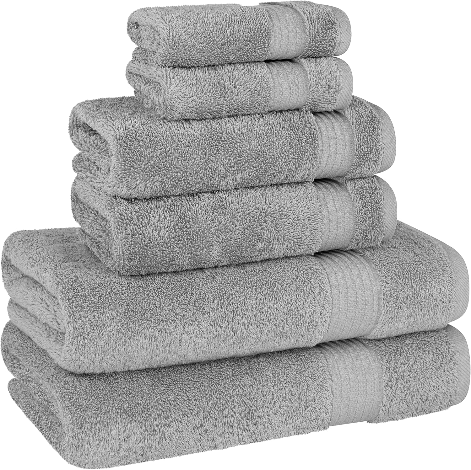 Cotton Paradise 6 Piece Towel Set - Light Gray 100 Cotton Bath Towels