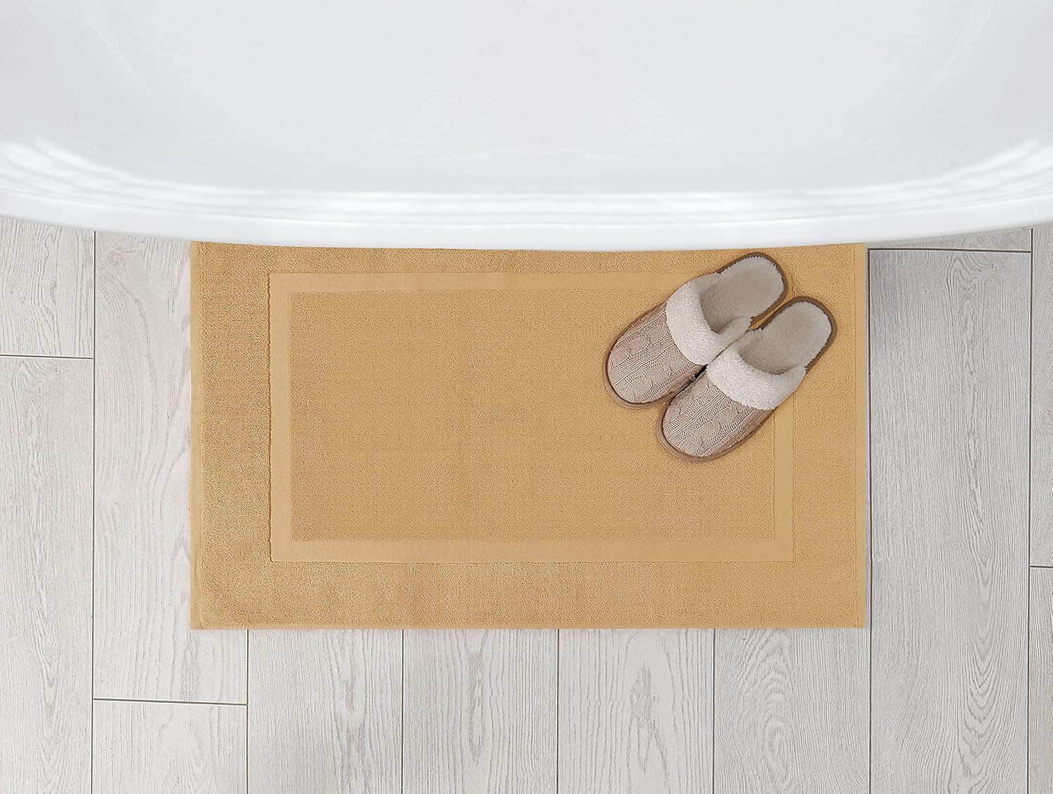 Utopia Towels Cotton Banded Rug 21x34 Inches Champagne 2 Pack