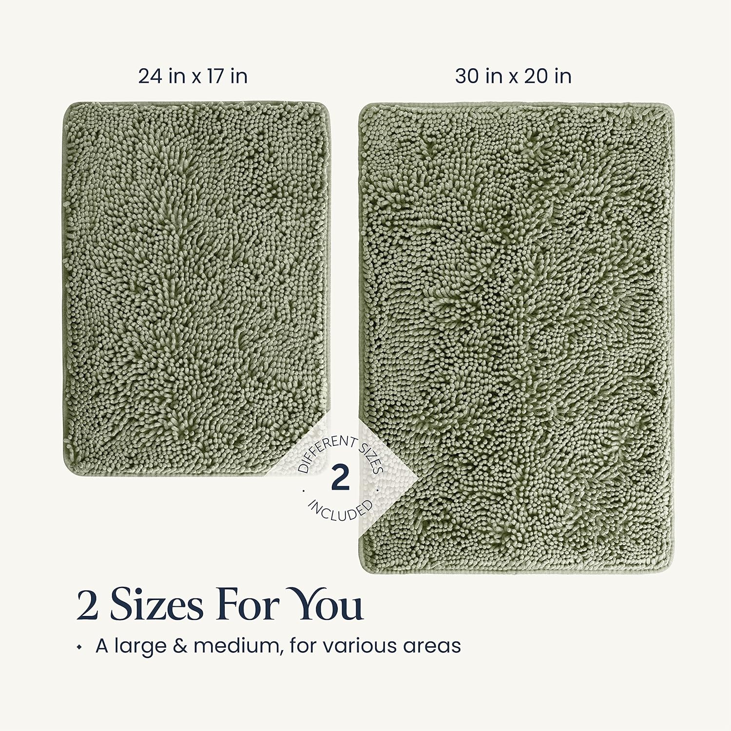 BELADOR 2-Piece Bath Rug Set - Plush Chenille Bath Mats with Rubber Backing