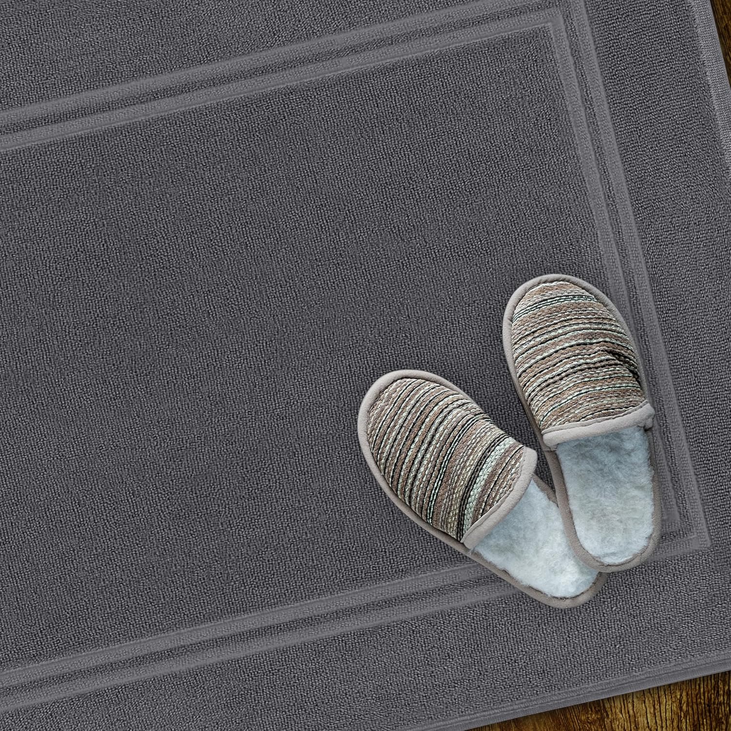 Tens Towels Pack of 2 Dark Grey Bath Mats
