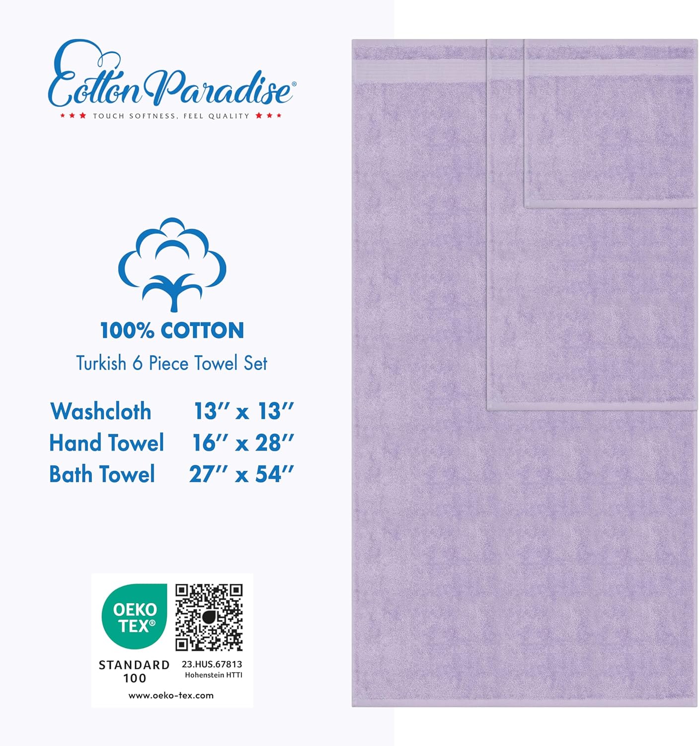 Cotton Paradise 6 Piece Lilac Towel Set 1