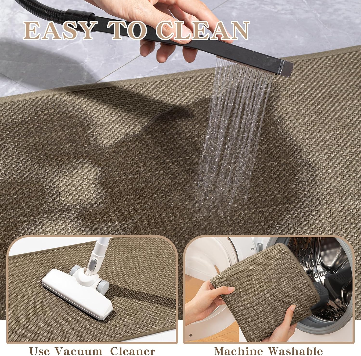 Chakme Ultra Thin Non Slip Bath Mat 24x17 Dark Beige