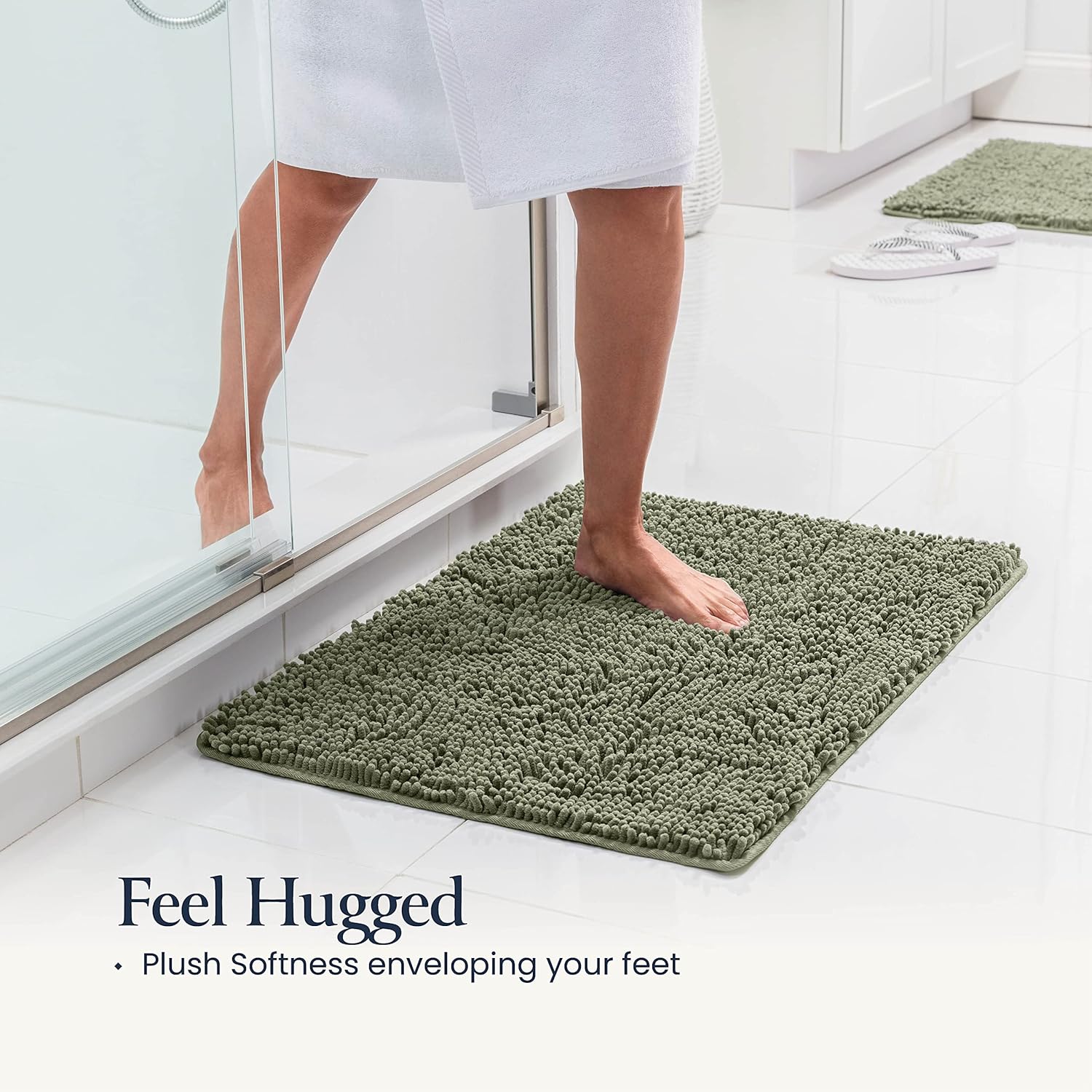 BELADOR 2-Piece Bath Rug Set - Plush Chenille Bath Mats with Rubber Backing