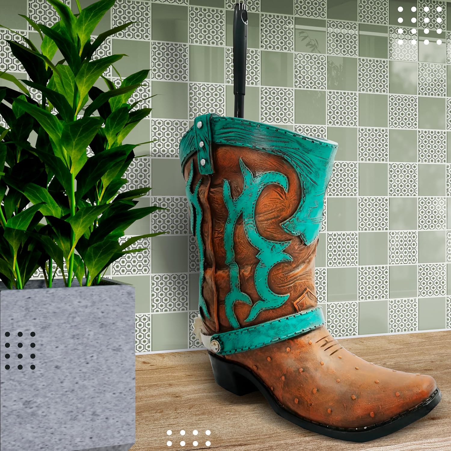 Granatan Cowboy Boot Toilet Brush Holder 1