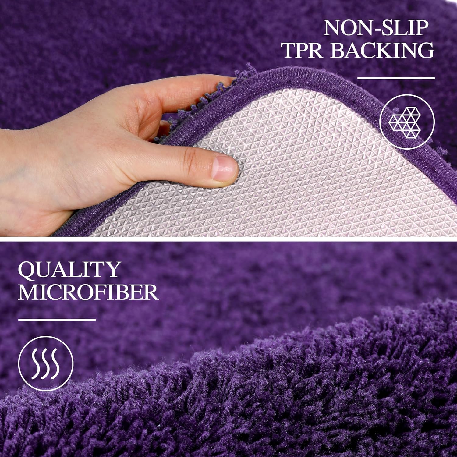 Walensee Bath Rug Non Slip Dark Purple 20x32