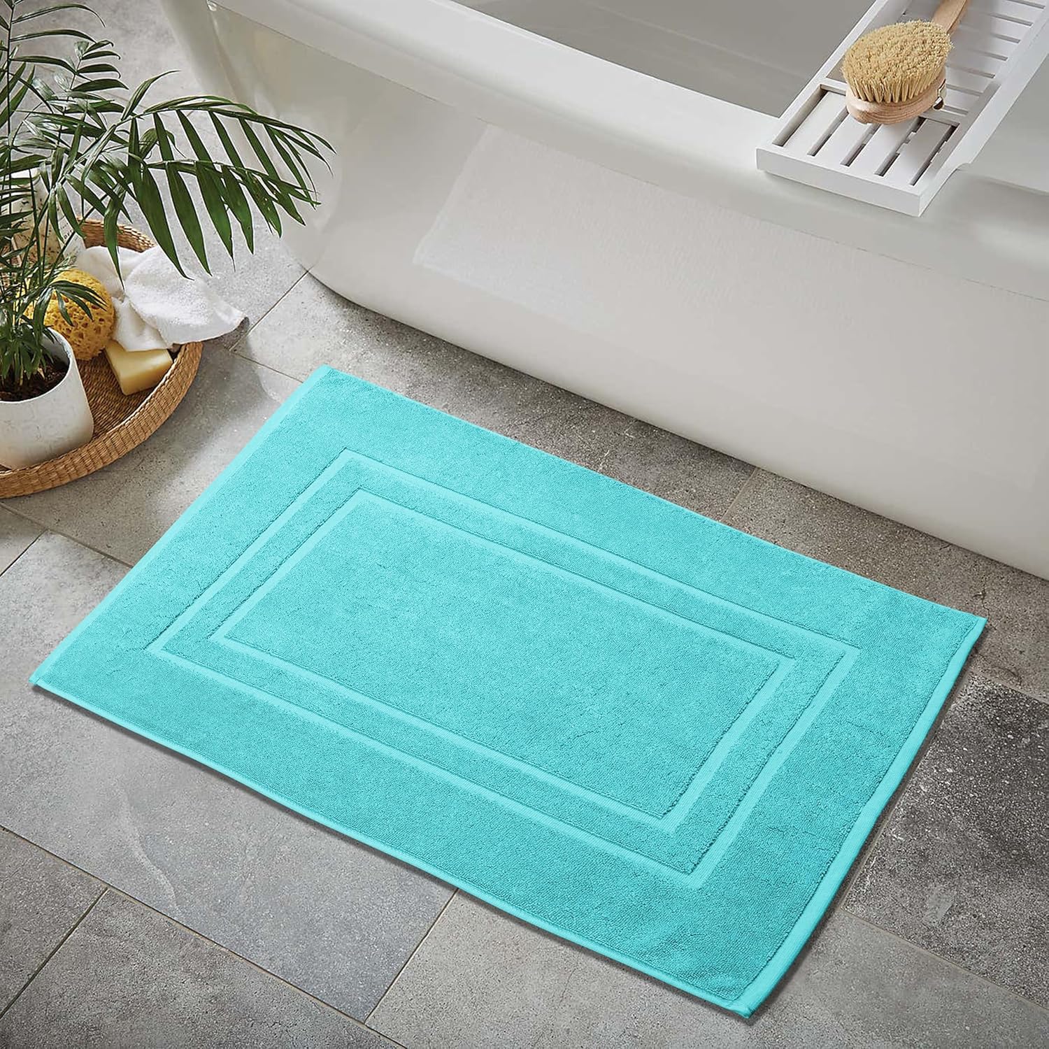 Feather Stitch 2 Piece Bath Mat Set