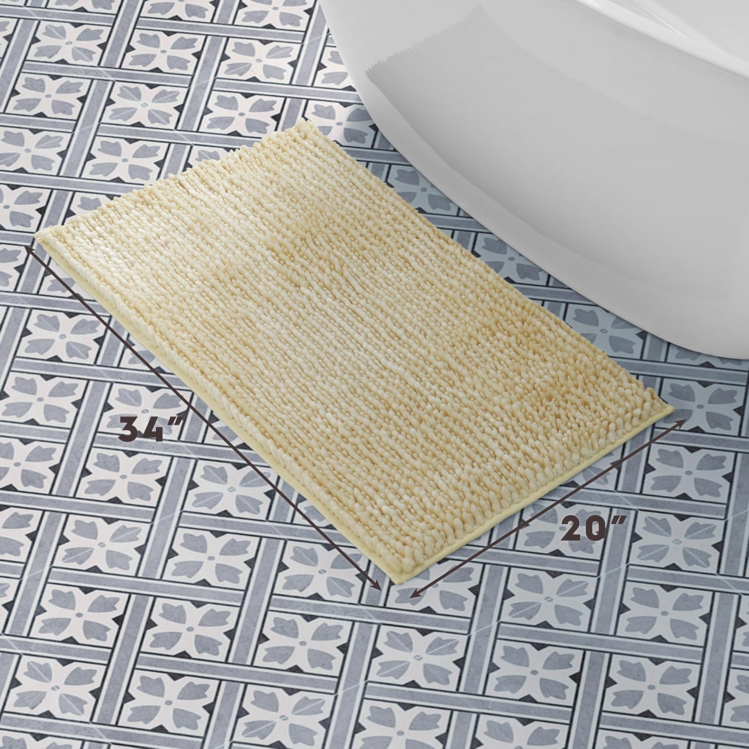 Laura Ashley Butter Chenille Bath Mat Yellow 20x34