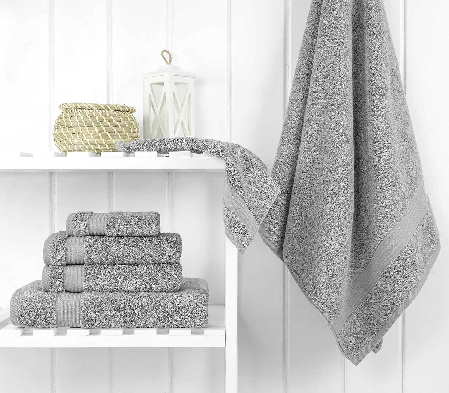 Cotton Paradise 6 Piece Towel Set - Light Gray 100 Cotton Bath Towels