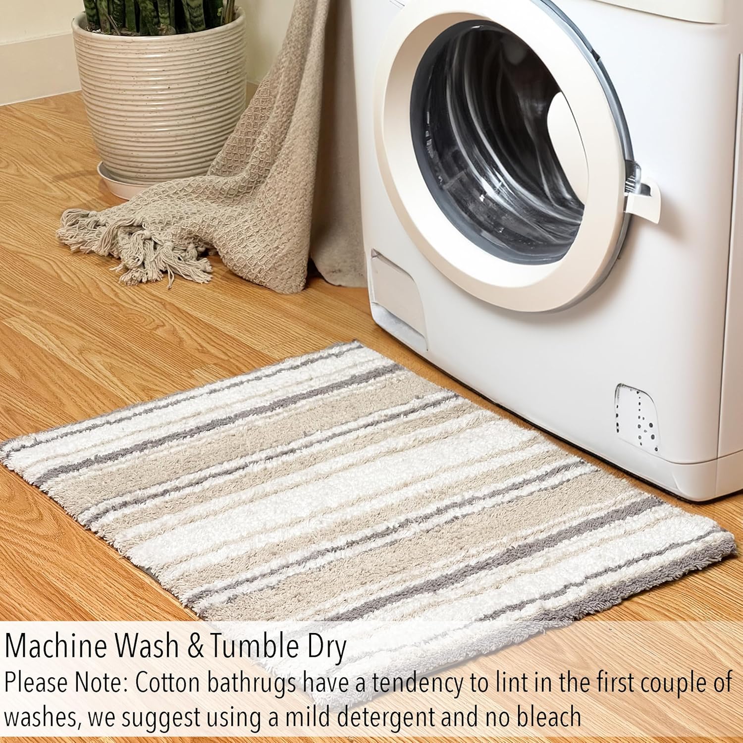 Chardin home Maui Bath Mat Set of 2 White-Beige