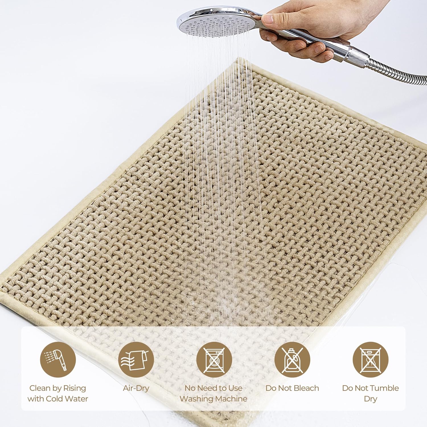 GRANNY SAYS Beige Bath Rug 24 x 16 Non-Slip Absorbent Mat