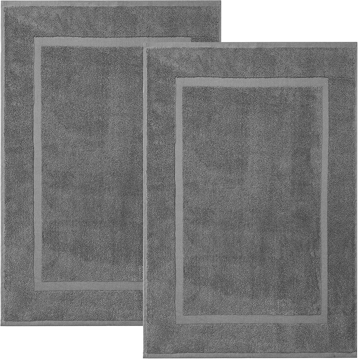 Cotton Banded Bath Mats 2 Pack - Grey