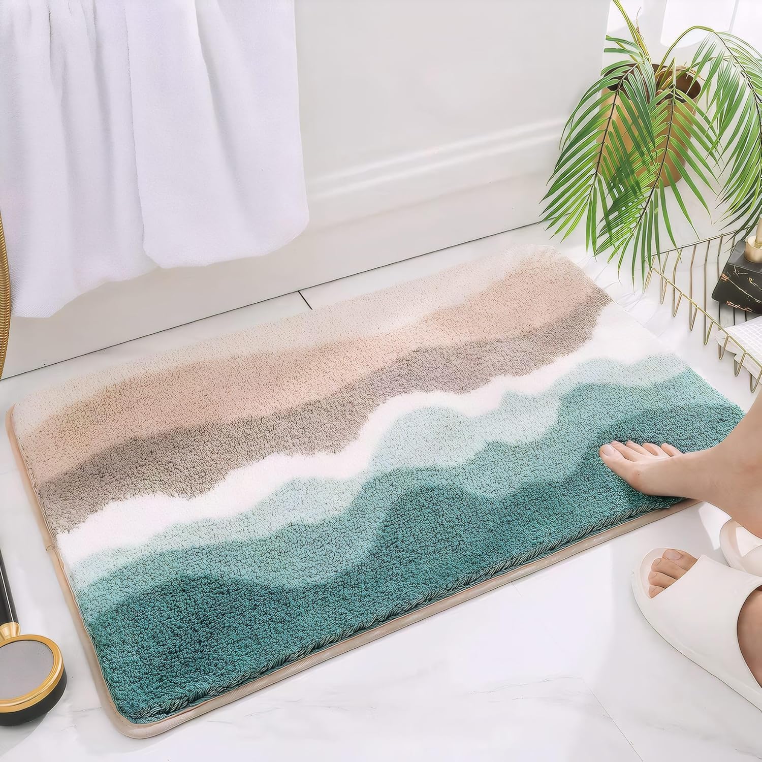 HRILO Microfiber Bath Rug Non-Slip Plush 315 X 197 Inches Green
