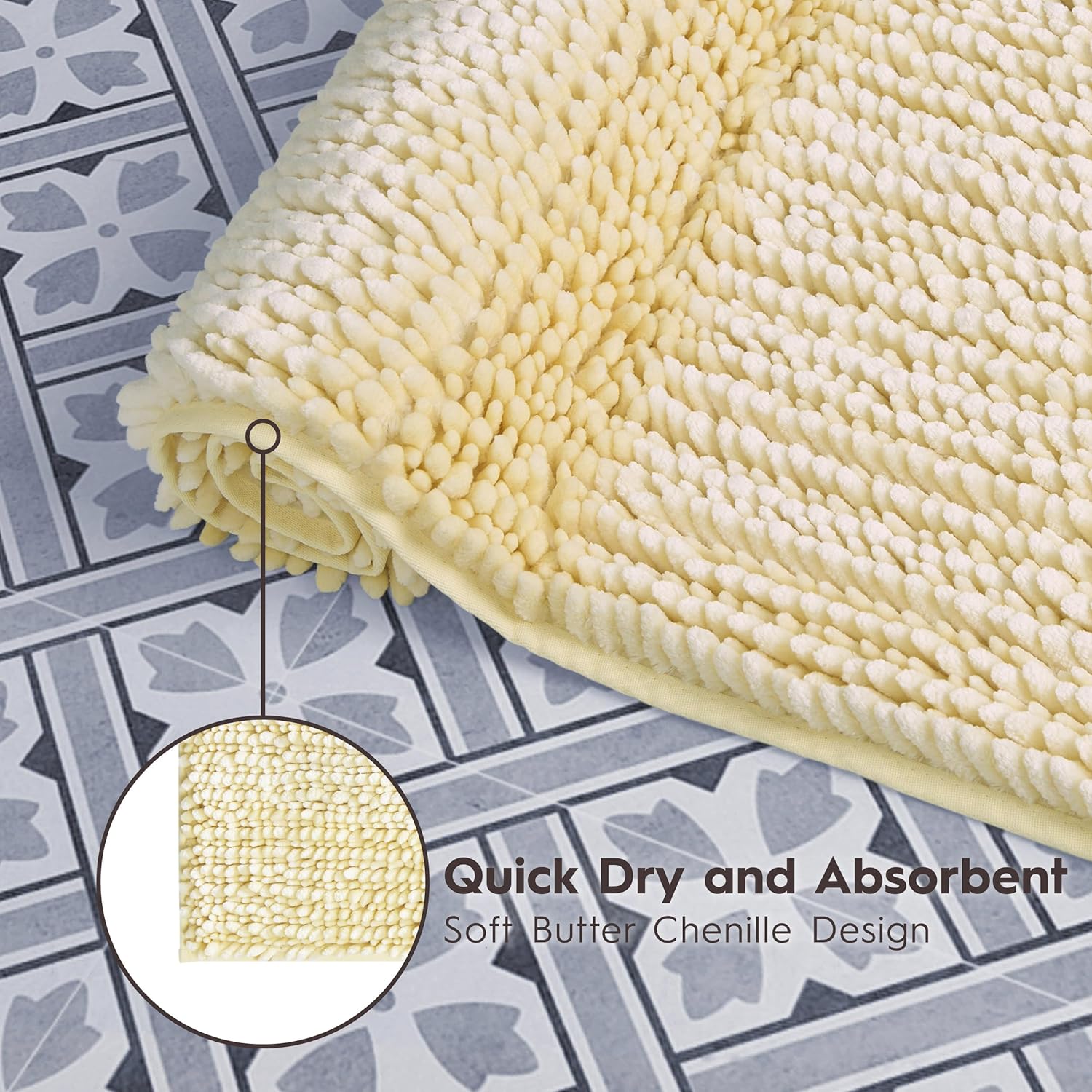 Laura Ashley Butter Chenille Bath Mat Yellow 20x34