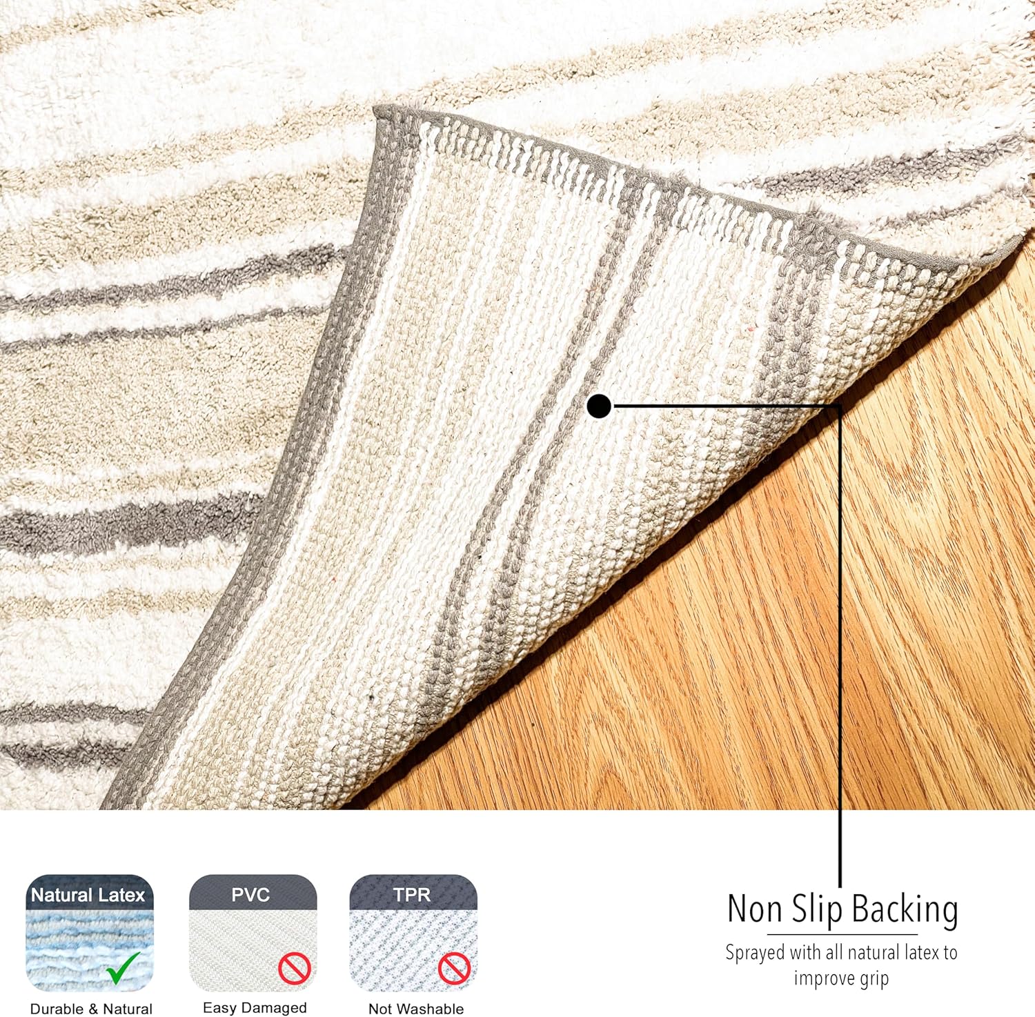 Chardin home Maui Bath Mat Set of 2 White-Beige