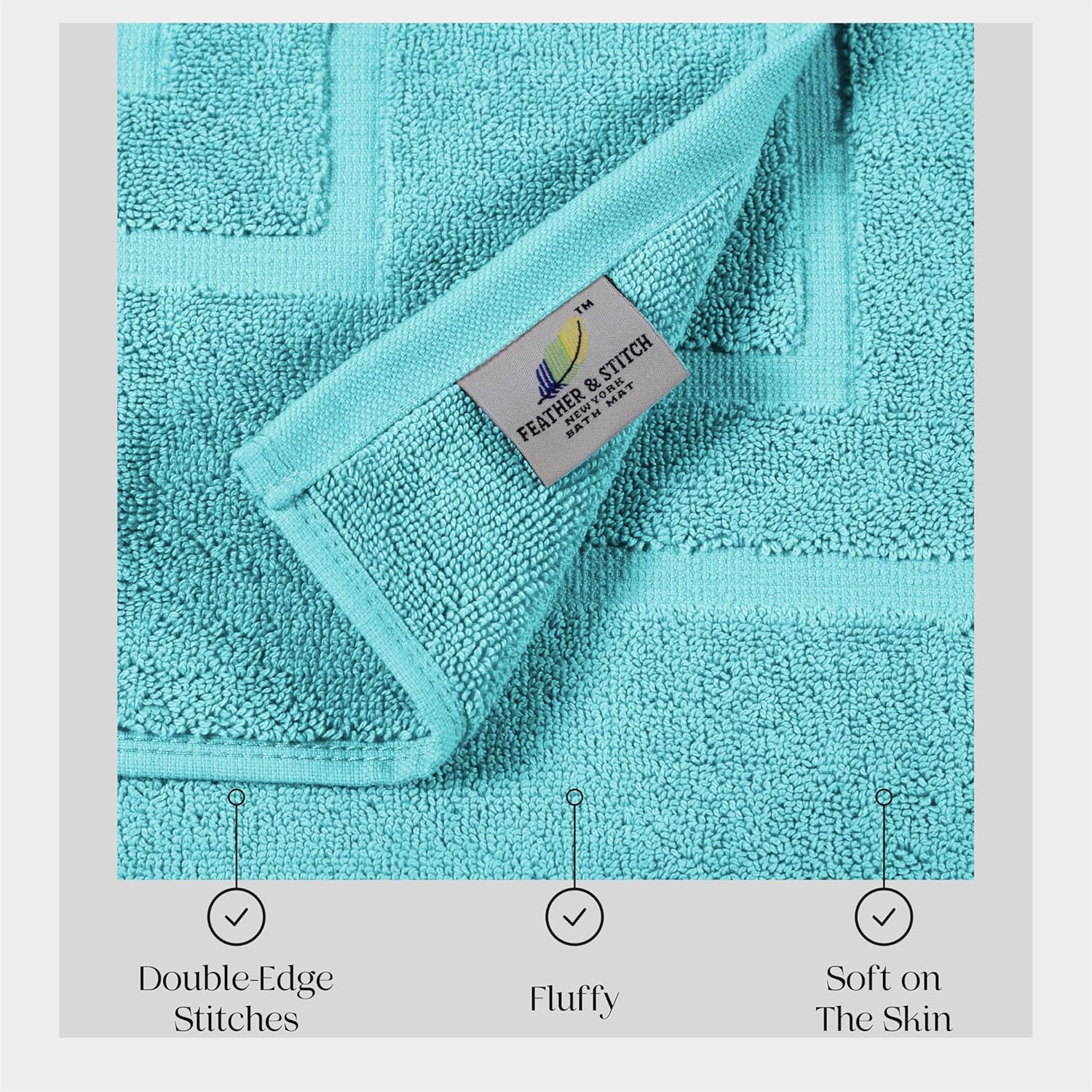 Feather Stitch 2 Piece Bath Mat Set