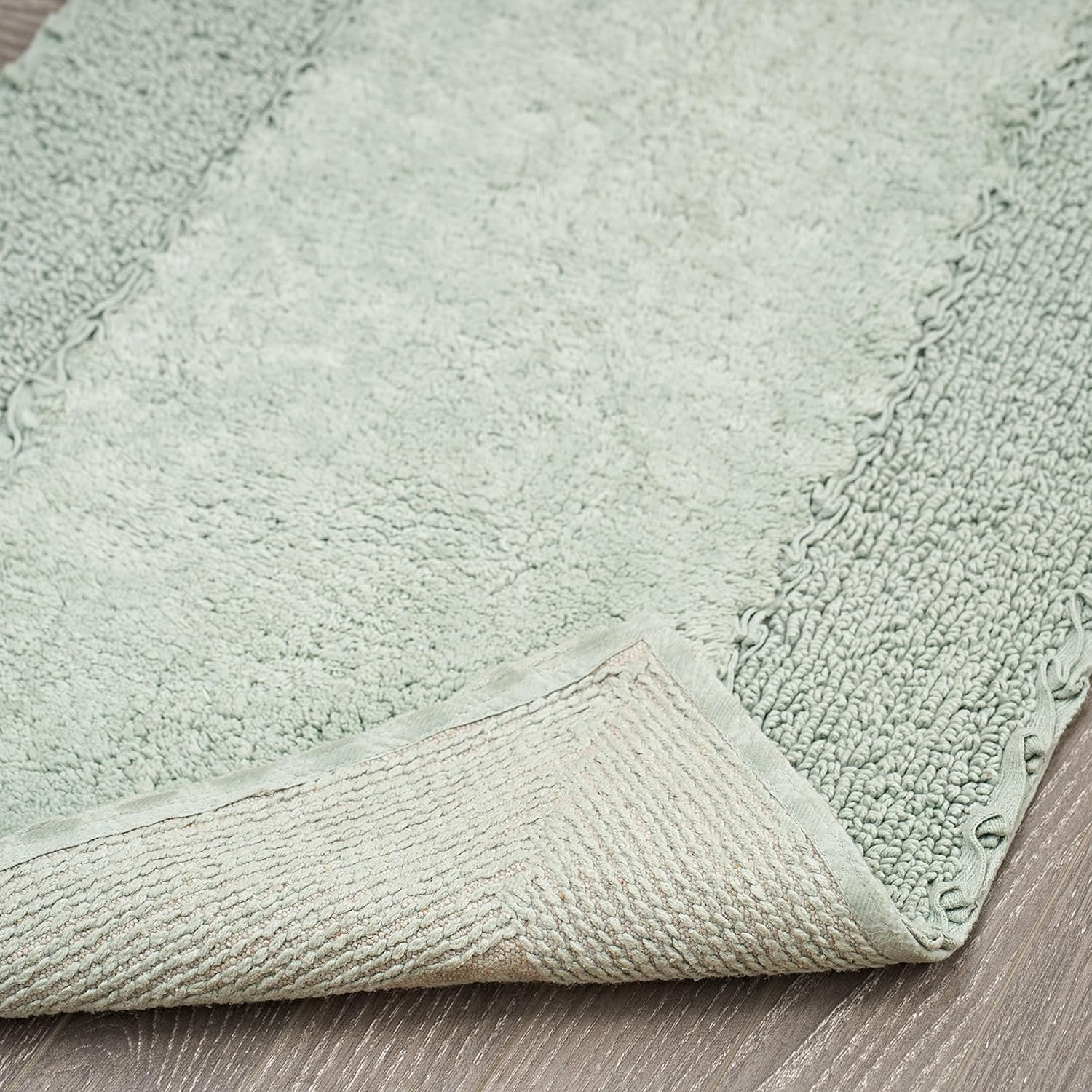 Laura Ashley Ruffle Border Cotton Bath Rug Sage Green 17x24
