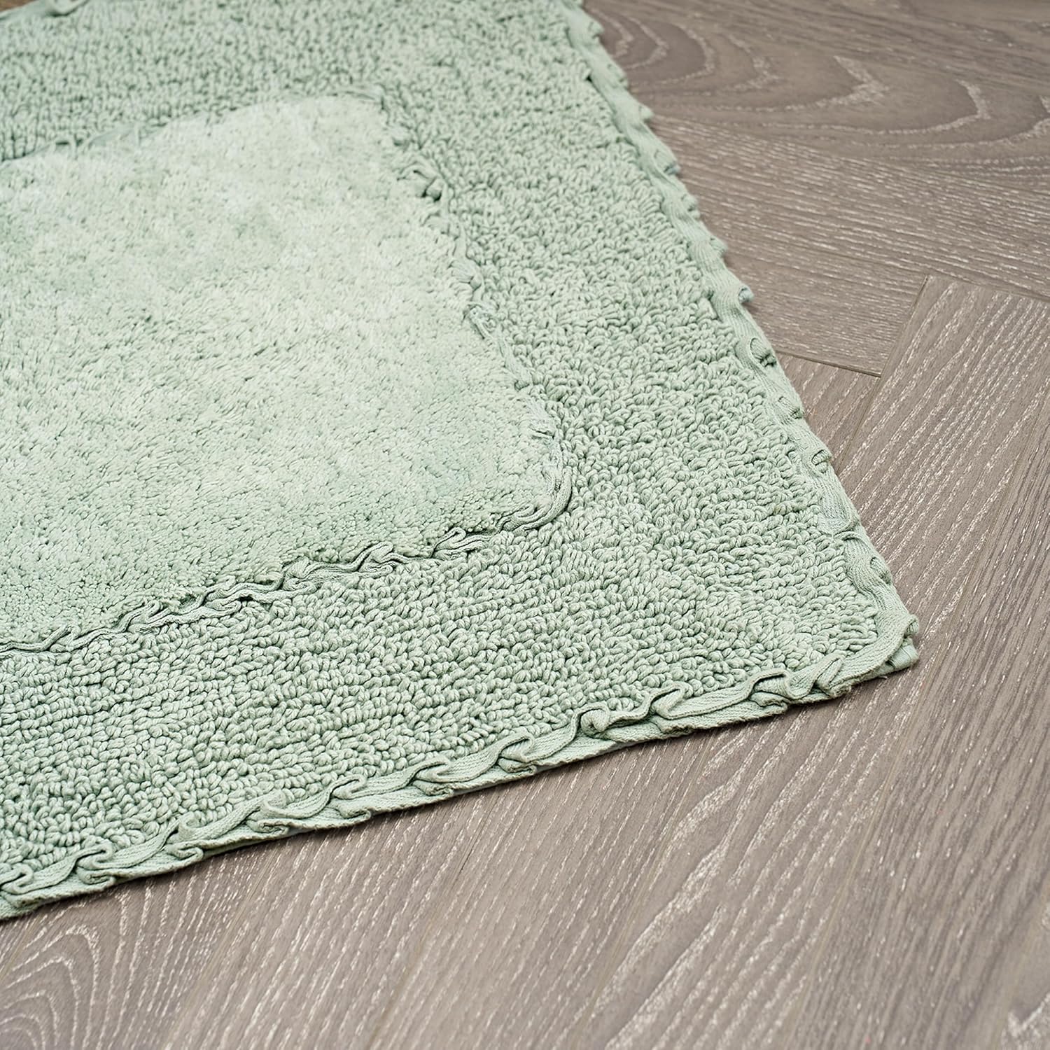 Laura Ashley Ruffle Border Cotton Bath Rug Sage Green 17x24