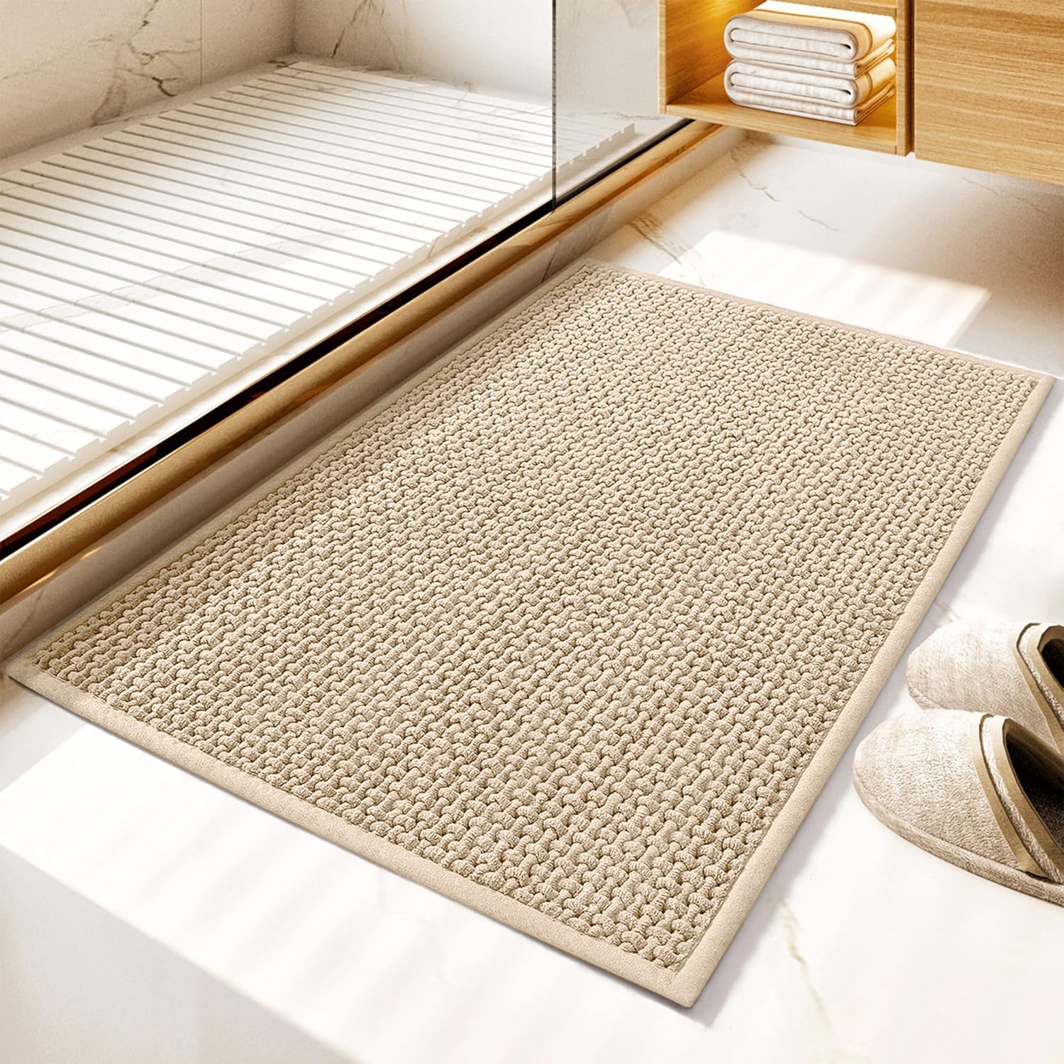GRANNY SAYS Beige Bath Rug 24 x 16 Non-Slip Absorbent Mat