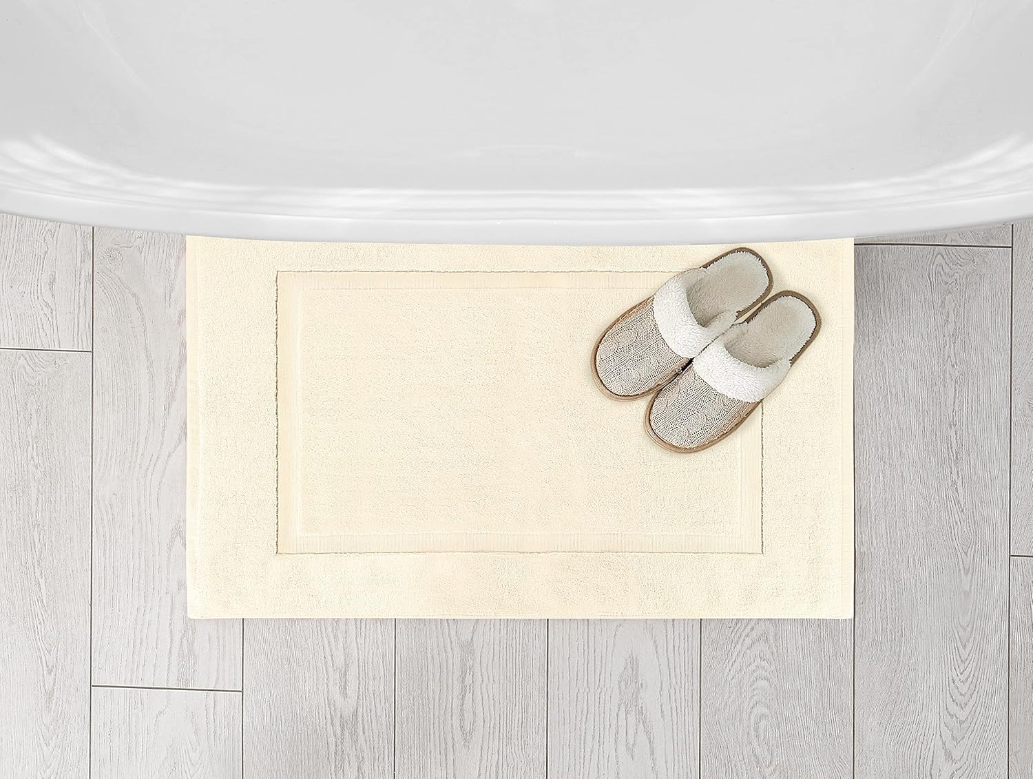 Utopia Towels Cotton Banded Rug 21x34 Inches 2 Pack Ivory