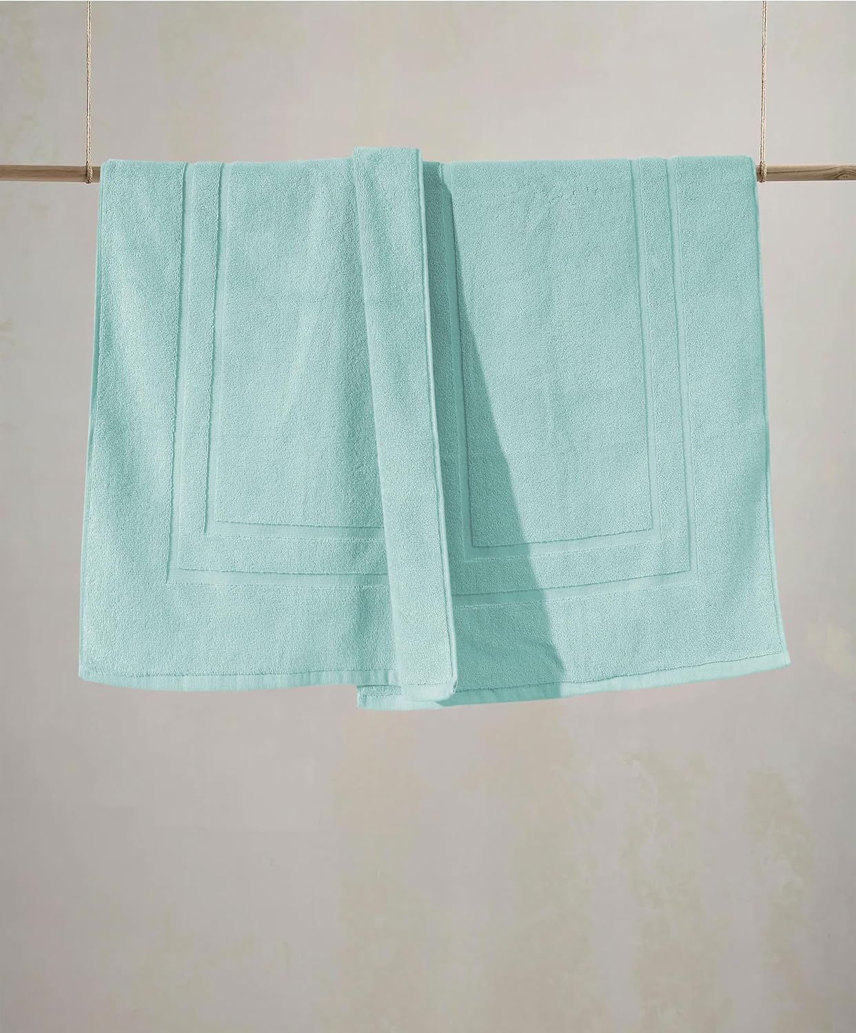 Feather Stitch 2 Piece Bath Mats Sea Foam 30x21 Inch