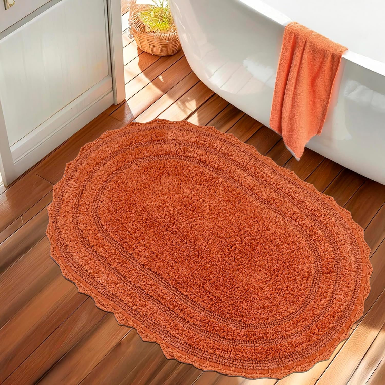 Royal Blaze Reversible Cotton Bath Mat Runner 24x36 Rust