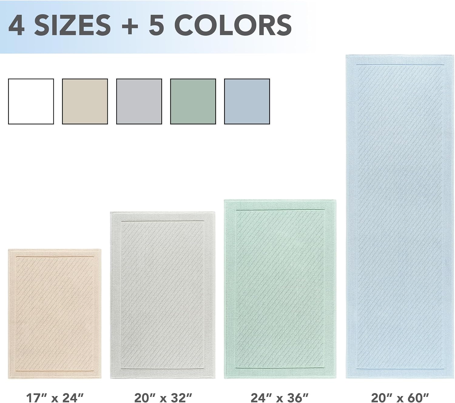 Arkwright Cotton Bath Rug - 24x36 in High Absorbent Textured Woven Design White