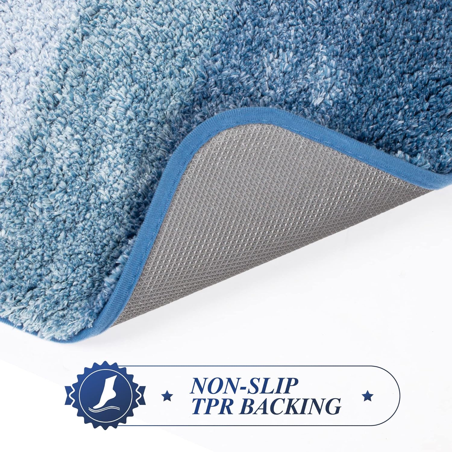 Walensee Non Slip Bath Mat 16x24 Ombre Blue