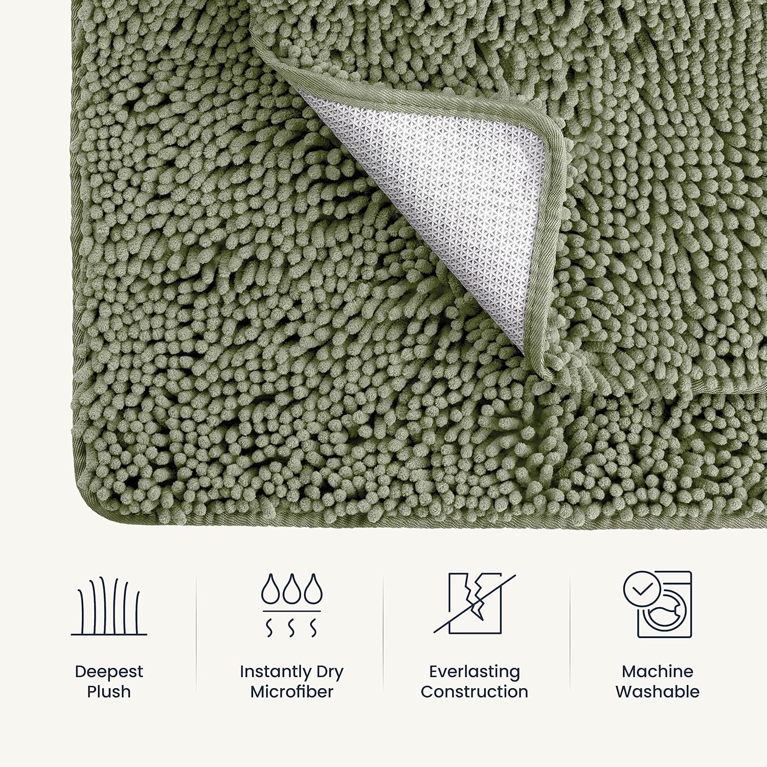 BELADOR 2-Piece Bath Rug Set - Plush Chenille Bath Mats with Rubber Backing
