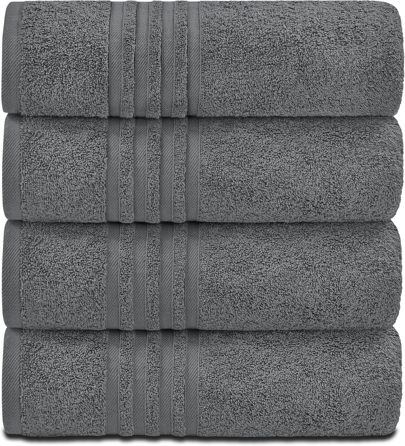White Classic Wealuxe Grey Bath Towels Set of 4